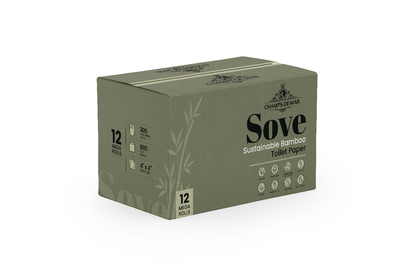 Sove Sustainable Bamboo Toilet Paper – 12 Mega Rolls